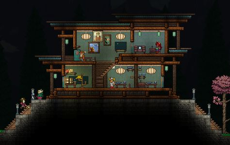 (2) my first house for my master mode play through. : TerrariaDesign Terraria Design, Terraria Houses, Terraria House Ideas, Terraria House Design, Terraria House, Terraria Builds, Modern Terrarium, My First House, Pixel Games