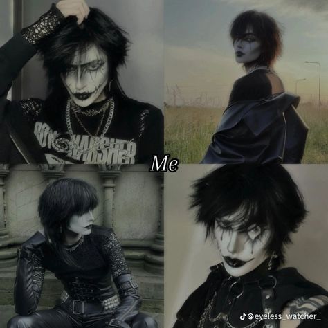 Gothic Rock Aesthetic, Goth Makeup Looks Men, Male Goth Makeup, Trad Goth Men, Art Refrences People, Goth Guy, Trad Goth Makeup, Emo People, Alt Fits