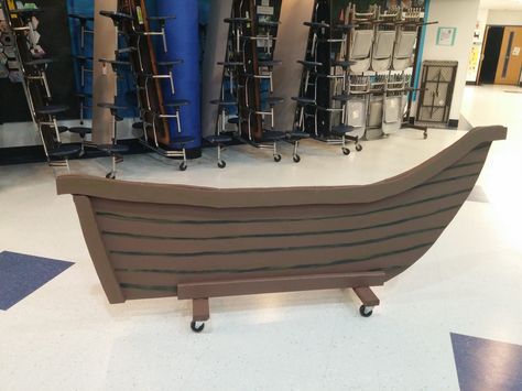 Row Boat Stage Prop, Boat Stage Prop, Little Mermaid Decorations, Moana Jr, The Little Mermaid Musical, Boat Props, Cardboard Boat, Little Mermaid Costume, Theatre Props