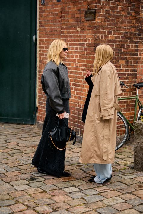 The Best Street Style Looks At Copenhagen Fashion Week | Who What Wear UK Minimalist Dressing, Winter Street Styles, Copenhagen Fashion Week Street Style, Satin Ballet Flats, Copenhagen Street Style, Classic Leather Jacket, Copenhagen Fashion, Style Muse, Winter Street