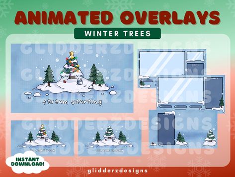 Christmas Twitch Overlay | Winter Overlay Twitch | Snowy Twitch Overlay | Christmas Stream Overlays Animated by glidderzdesigns on Etsy Winter Overlay, Winter Overlays, Kitten Decor, Blank Background, Twitch Overlay, Winter Szenen, Winter Tree, Purple Cat, Be Right Back