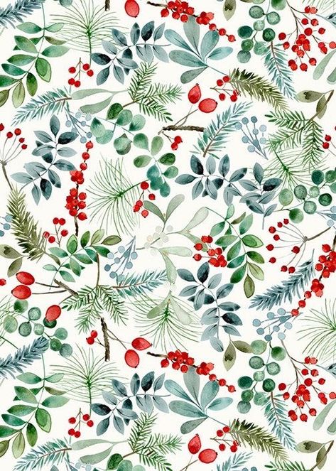 Winter Floral Background, Christmas Floral Wallpaper, Watercolor Christmas Background, Christmas Watercolor Background, Christmas Floral Pattern, Wallpaper Love, Christmas Papers, Color Paper, Christmas Flowers