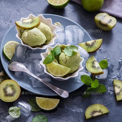 Kiwi Sorbet, Fruit Ice Cream by alexandraanschiz. Kiwi and lime green vegan sorbet, homemade summer dessert, fruity ice cream #Sponsored #alexandraanschiz, #Cream, #green, #lime Kiwi Sorbet, Fruity Ice Cream, Vegan Sorbet, Ice Cream Homemade, Summer Sorbet, Ice Cream Sorbet, Fruit Ice Cream, Healthy Fruit, Fruit Ice