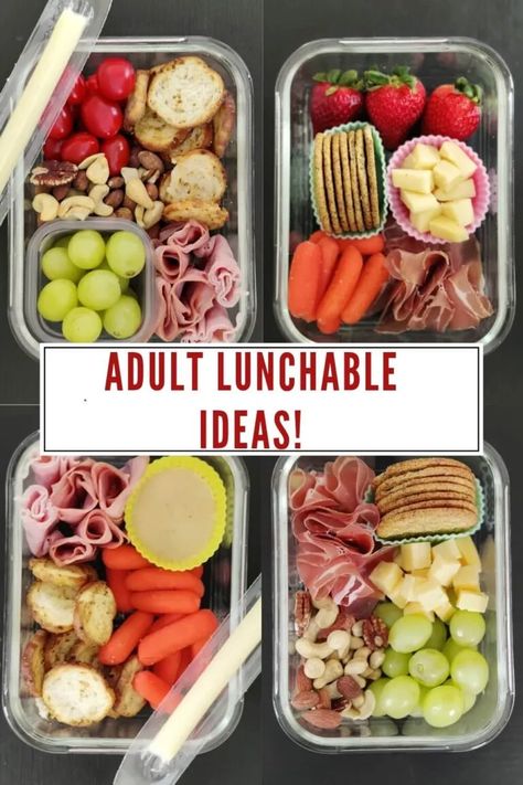 Adult Lunchable - Easy Meal Prep Ideas Adult Lunchable Ideas, Lunchable Ideas, Easy Meal Prep Ideas, Meal Prep Snacks, Healthy Lunch Snacks, Healthy Lunch Meal Prep, Meal Prep Ideas, Easy Healthy Lunches, Work Meals