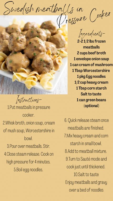 Swedish Meatball Recipe Instant Pot, Instapot Swedish Meatballs Frozen, Swedish Meatballs Instapot, Pressure Cooker Swedish Meatballs, Meatball Recipes Swedish, Swedish Meatballs Instant Pot, Swedish Meatballs Crockpot Frozen, Sweetish Meatballs Recipe Slow Cooker, Instant Pot Swedish Meatballs Frozen