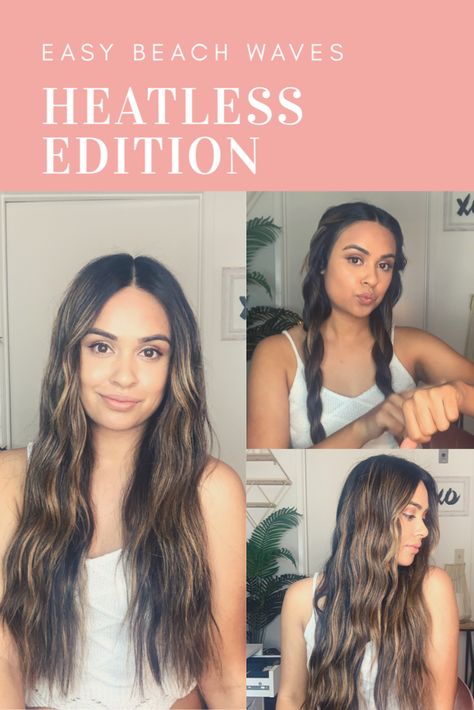 Air Dry Waves Overnight, Beach Waves Braid Overnight, Beach Wave Braids Overnight, Long Waves Tutorial, How To Have Beach Waves Overnight, No Heat Waves For Long Hair, Heatless Beach Curls, Beach Waves Hair Tutorial Heatless, Best Braid For Waves Overnight