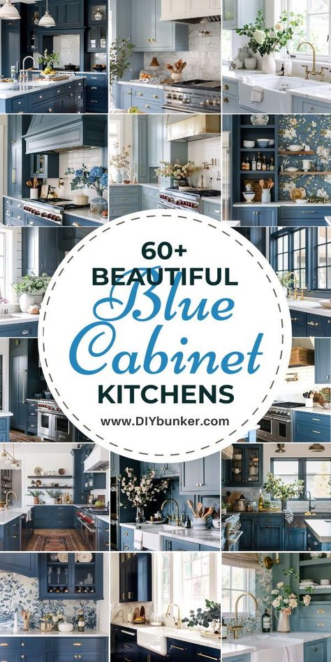 Discover a plethora of stunning blue kitchen cabinet color ideas that can revitalize your culinary space with a touch of elegance and charm. From serene pastel blues to deep and moody navy hues, these ideas showcase the versatility of blue cabinets in creating a sophisticated and inviting atmosphere. Paint Blue Kitchen Cabinets, Blue Cabinets Brown Granite Countertop, Two Color Kitchen Cabinets Ideas Paint, Blue Cabinet Kitchen Backsplash, Kitchen Wall Color With Blue Cabinets, Neutral Blue Cabinets, Blue And Wood Tone Kitchen, Blue Cabinets Paint Colors, Kitchen Cabinets Painted Blue