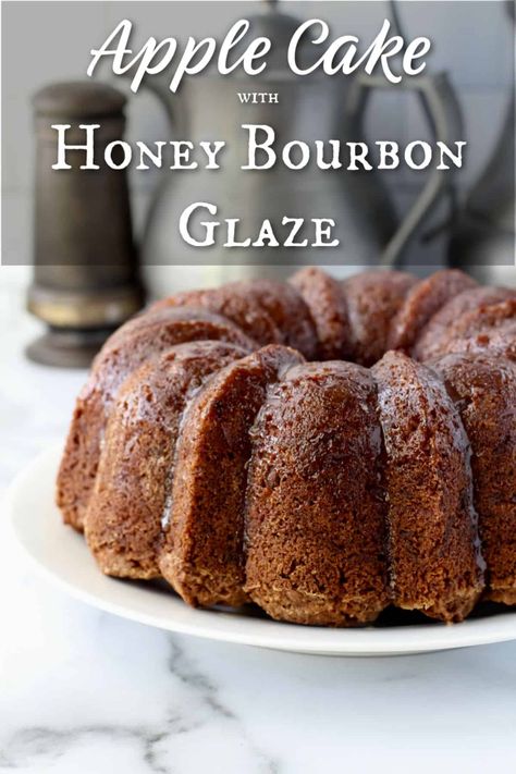 Honey Bourbon Cake, Apple Whiskey Desserts, Apple Bourbon Cake Recipe, Apple Bourbon Bundt Cake, Bourbon Glaze For Cake, Apple Bourbon Cake, Honey Bourbon Glaze, Bourbon Cake, Bourbon Caramel Sauce