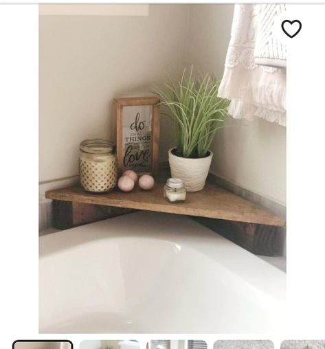 Bath Shelf, Corner Bath, Bathtub Decor, Bathroom Inspiration Decor, Small Bathroom Decor, Diy Bathroom, Cheap Home Decor, Bathroom Makeover, Bathroom Inspiration