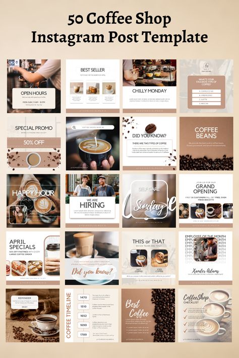 Social Media Templates Coffee Instagram Feed, Coffee Shop Instagram Feed, Coffee Social Media Post, Coffee Shop Instagram, Coffee Ads, Coffee Mockup, Coffee Social, Wellness Branding, Cafe Business