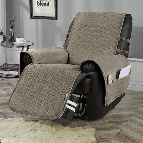 Amazon.com: STONECREST Recliner Chair Cover, Water Resistant Velvet Quilted Slipcover, Stay in Place (Grey/Grey, Recliner 23" Regular) : Home & Kitchen Grey Recliner, Recliner Chair Covers, Paw Ring, Recliner Cover, Chair Size, Recliner Slipcover, Recliner Chairs, Leather Recliner Chair, Armchair Slipcover