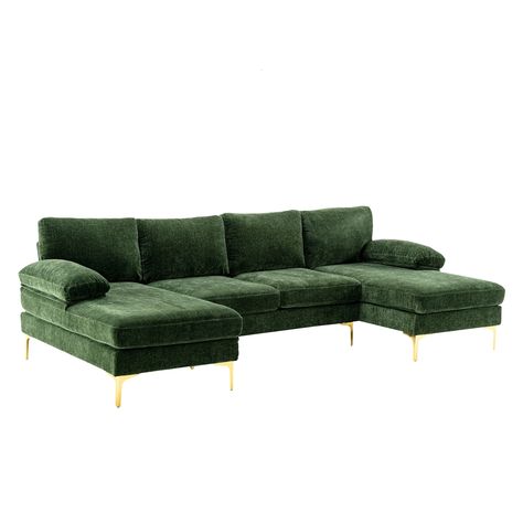 Green Sectional, Double Chaise Lounge, Accent Sofa, U Shaped Sectional Sofa, Lounge Couch, U Shaped Sofa, Modern Sofa Sectional, Sofa Sectional, U Shaped Sectional