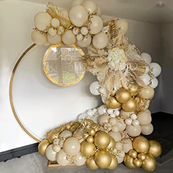 White Gold Balloons Arch Kit, 185 Pcs White Sand Gold Balloon Garland with Nude Balloons for Birthday Party Decoration, Boho Wedding, Anniversary, Baby Shower, Gender Reveal Party Backdrop Decoration : Amazon.co.uk: Home & Kitchen Boys Birthday Party Decorations, Black And Gold Balloons, Balloon Arch Kit, Silver Balloon, Black Balloons, Balloon Backdrop, Arch Kit, Balloon Design, Gold Balloons