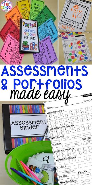 Make assessments & portfolios easy and manageable! Just print, assess, record, and file! Perfect for preschool, pre-k, and kindergarten. Assessments For Preschool, Preschool Portfolio, Pocket Of Preschool, Kindergarten Assessment, Preschool Assessment, Classroom Assessment, Kindergarten Portfolio, Interior Industrial, Student Portfolios