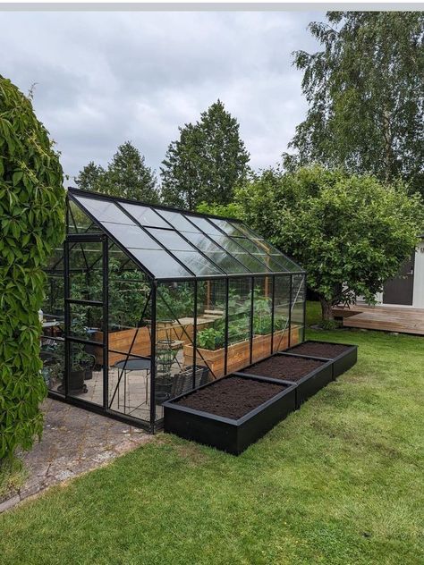 Green House Ideas Backyards, Fence Line Plants, Small Green House Ideas, Front Garden Landscape, Home Greenhouse, Backyard Greenhouse, Garden Harvest, Veg Garden, Food Security