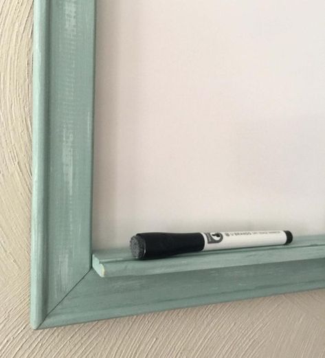 Home office Framed Whiteboard with shelf Shabby Chic Decor | Etsy Whiteboard Set Up Home, Mint Office, Teal Office, Command Center Organization, Framed Whiteboard, Frame Projects, Board Organization, Family Command Center, Goal Board