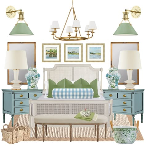 Villandry Bed curated on LTK Grandmillenial Mantel Decor, Blue Green Coastal Bedroom, Italian Coast Aesthetic Decor, Southern Guest Bedroom, Hydrangea Bedroom Decor, Preppy Guest Bedroom, Blue Green Master Bedrooms Decor, Blue And Green Bedroom Aesthetic, Southern Living Bedroom