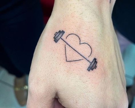 Gym Related Tattoos, Barbell Tattoo Ideas For Women, Gym Tattoos Women, Barbell Tattoo, Gym Tattoo Ideas, Weightlifting Tattoo, Dumbbell Tattoo, Chest Tattoo Flowers, Simple Lion Tattoo