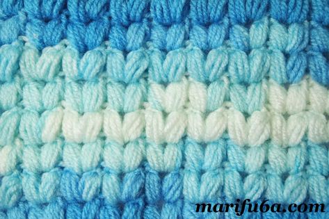 Free crochet V puffs stitch written pattern V Puff Stitch, Enterlac Crochet, V Stitch Crochet, Puff Stitch Crochet, Crochet Hot Pads, V Stitch, Puff Stitch, Crochet Baby Clothes, Baby Blanket Pattern