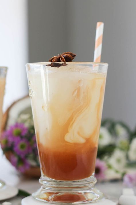 PaleOMG Coconut Thai Iced Tea Strawberry Almond Milk, Thai Iced Tea, Coconut Tea, Thai Milk Tea, Paleo Drinks, Coffee Protein Shake, Strawberry Almond, Beverage Recipes, Thai Tea