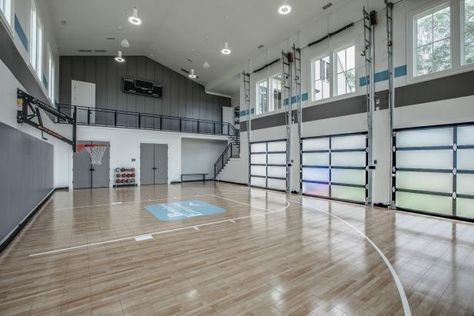 HGTV.com loves the indoor basketball court in this party-ready home in Tennessee. Indoor Sports Court, Home Basketball Court, Basketball Room, Indoor Basketball Court, Gym Room At Home, Indoor Basketball, Home Gym Design, Luxury Estate, Up House