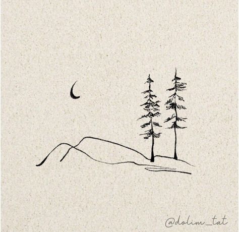 Small Mountain And Tree Tattoo, Simplistic Nature Tattoo, Mountains And Moon Tattoo, Crossroad Tattoo, Gregory Alan Isakov Tattoo, Mountain Valley Tattoo, Lake Tattoo Simple, Koda Tattoo, Nature Tattoos Men