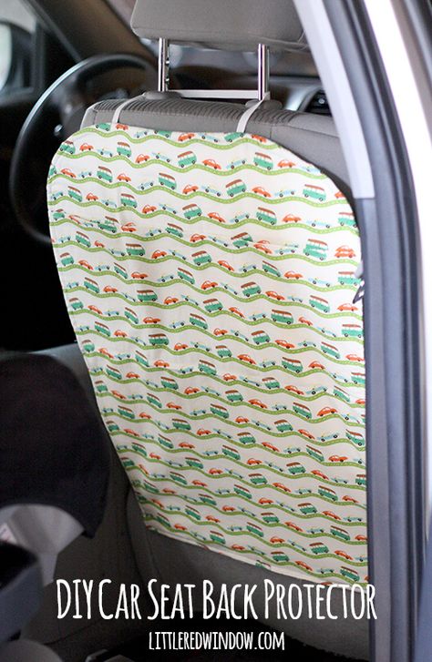 DIY Car Seat Back Protector - keep the backs of your seats clean and free of little footprints! | littleredwindow.com Car Organization Hacks, Diy Lunch Bag, Diy Baby Headbands, Sew Zipper, Car Organization, Organizing Hacks, Seat Protector, Headband Pattern, Diy Car