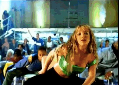 Britney Spears's Green Mettallic Crop Top In Her 2nd Aka Second You Drive Me Crazy Music Video And Song. You Drive Me Crazy, Baby One More Time, Drive Me Crazy, Pull Off, Fashion Items, Spears, Britney Spears, Cosmopolitan, Artist At Work