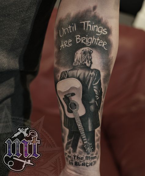 Johnny Cash Tattoo Ideas Lyrics, Johnny Cash Tattoo Ideas, Cash Tattoo, Johnny Cash Tattoo, Simple Unique Tattoos, Hank Williams Sr, Stars Tattoo, Country Tattoos, Native American Tattoos