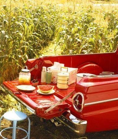 Red Picnic, Old Red Truck, Picnic Pictures, Pick Up Truck, Company Picnic, Picnic Wedding, Perfect Picnic, Picnic Time, Down On The Farm