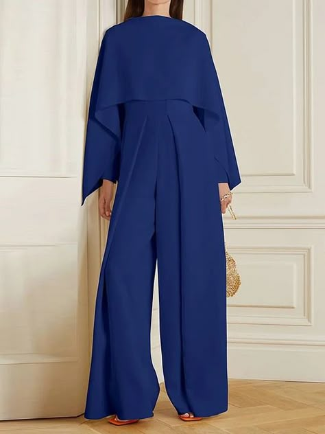 Jumpsuits Zipper Jumpsuit, Cape Sleeves, Belleza Natural, Wide Leg Jumpsuit, Women Collection, Going Out, Overalls, Wide Leg, Jumpsuit