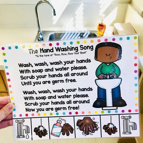 Wash Hands Song Preschool, This Is The Way We Wash Our Hands Song, Washing Hands Preschool, Wash Your Hands Song, Hand Washing Songs For Preschool, Washing Hands Activities, Hand Washing Song, Healthy Habits Preschool, Clean Up Song