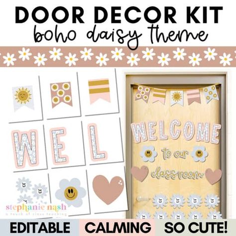 Welcome Back to School Door Decor | Boho Door Classroom Door Decoration Boho Door Decor Classroom, Boho Classroom Door, Welcome Back To School Door, Back To School Door Decorations, Teacher Vision Board, Back To School Door, Door Classroom, Boho Door, Welcome To Kindergarten