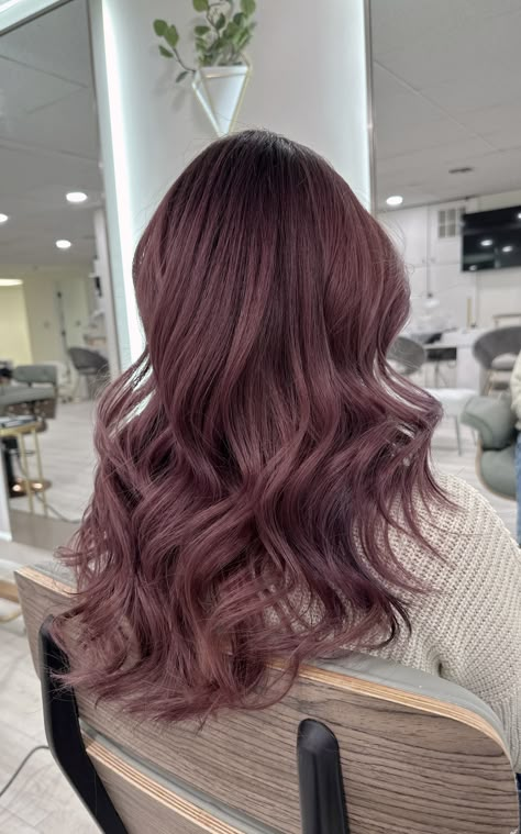 Lavender Brown Hair Color, Brown Mauve Hair, Purple Rose Gold Hair, Chocolate Rose Hair Color, Dark Dusty Rose Hair, Brown Lilac Hair, Mauve Hair Balayage, Rose Gold Purple Hair, Chocolate Pink Hair