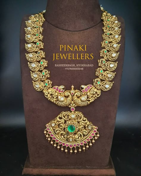 Mango Mala Jewellery, South Indian Necklace, Mango Haram, Mango Necklace, Gold Temple Jewellery, Bridal Necklace Designs, Mala Jewelry, Antique Necklaces Design, Antique Jewellery Designs