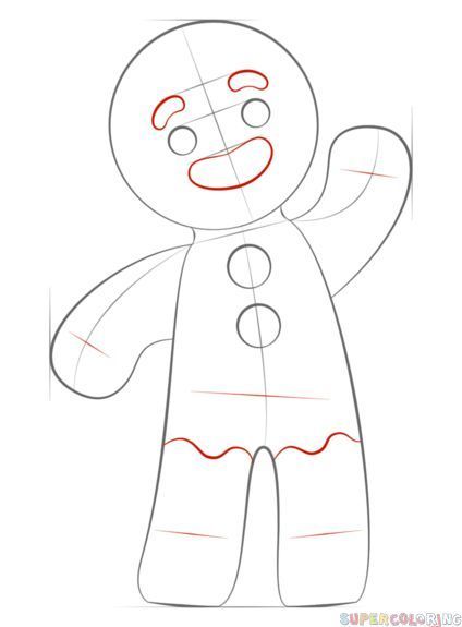 How To Draw A Gingerbread Man, Gingerbread Doodle, Gingerbread Man Painting, Draw A Gingerbread Man, Gingerbread Man Shrek, Gingerbread Man Art, Gingerbread Man Drawing, Drawing Man, Cute Gingerbread Man