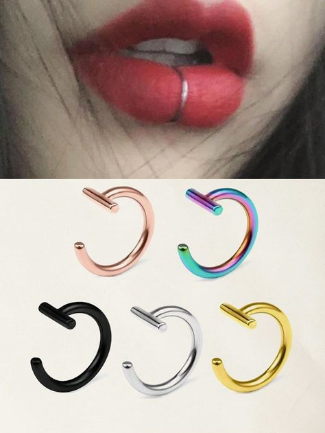 Multicolor  Collar  Acero Inoxidable  Pendiente para labios,Pendiente Falso para el Labio Embellished Fake Labret Piercing, Magnetic Lip Piercing, Lip Jewelry Piercing, Fake Lip Piercing, Lip Ring Piercing, Eyebrow Cut, Lips Ring, Piercing Bouche, Lip Piercing Ring