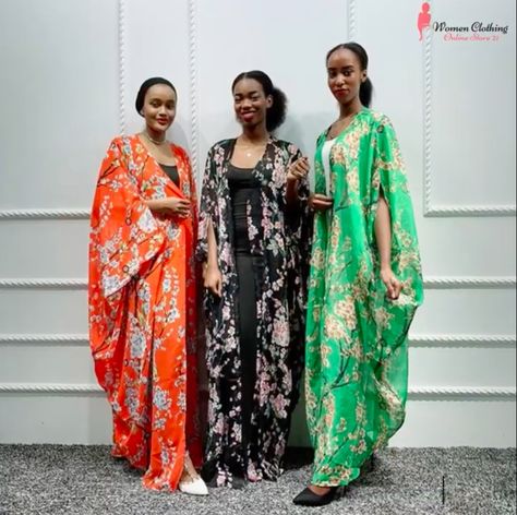 5 African Style Dresses to Add to Your Wardrobe Right Now Cardigan Hijab, African Kimono, Abaya Kimono, Dubai Abaya, Kaftan Abaya, Orange Cardigan, Dress African, Muslim Dress, Dress For Summer