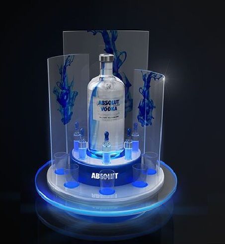 Bar Counter Design, Product Stand, Retail Store Interior Design, Point Of Sale Display, Banner Design Inspiration, Pos Display, Exhibition Stall, Bottle Display, Absolut Vodka