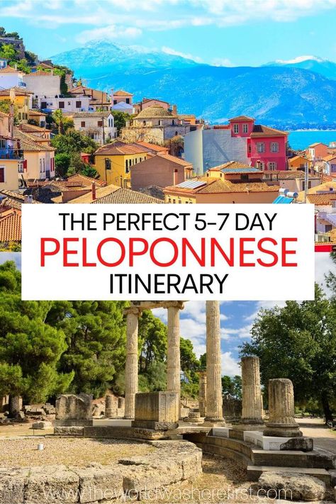 Peloponnese Greece, Greek Vacation, Greece Itinerary, Greece Map, Greece Vacation, Greece Islands, Visiting Greece, Trip Itinerary, 5 To 7