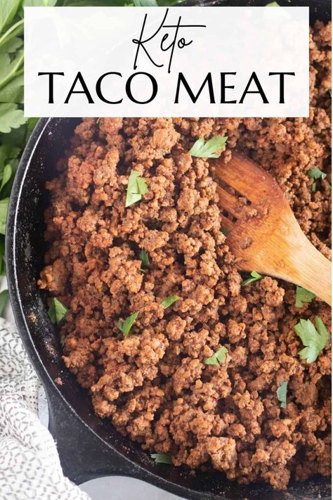 This easy keto taco meat recipe is perfect for, not only Taco Tuesday, but for salads, burrito bowls, and more! Keto Ground Beef Tacos, Keto Taco Recipes Ground Beef, Low Carb Taco Recipes, Keto Beef Tacos, Keto Taco Meat, Keto Taco Bowl, Whole30 Taco Seasoning, Keto Burrito, Taco Meat Seasoning