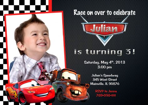 Mater Birthday, Lightning Mcqueen Party, Mc Queen Cars, Car Birthday Party Invitations, Cars Invitation, Birthday Invitation Card Template, Disney Cars Party, Cars Birthday Invitations, Tow Mater