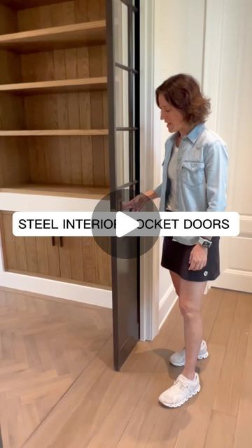 Erin Stetzer on Instagram: "Check out these interior steel pocket doors 🖤✨ Design: @studiomcgee Architect: @reagan_andre_architecture Builder: @erinstetzerhomes Want to talk with Erin about YOUR project? For homeowners and builders, whether you are looking for input on a current project or thinking about building or remodeling a home, Erin and her team are here to help you through the entire process! Head to https://www.erinstetzerhomes.com to book a virtual consult with Erin today ✨💻🙌 ______ #erinstetzerhomes #homebuilder #custombuilder #customhomes #customhomebuilder #construction #dreamhome #homeinspo #homedesign #builder #homesweethome #newhome #newconstruction #housegoals #buildersofinstagram #dreamhouse⁠ #archdaily #architecturelovers #handcrafted #interiordesign #realestate #s Pocket Doors To Office, Pocket Glass Door, Build Pocket Door, Erin Stetzer Homes, Steel Pocket Doors, Office Doors For Home, Arched Pocket Doors, Arched Pocket Door, Pocket French Doors