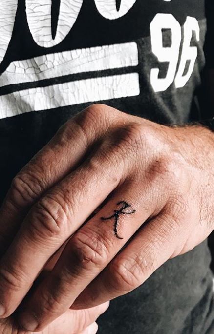 Letter K Tattoo, Kids Initial Tattoos, Initial Tattoos, Letter Tattoos, Finger Tats, Tattoo Wedding Rings, K Tattoo, Ring Finger Tattoos, Men's Hairstyle