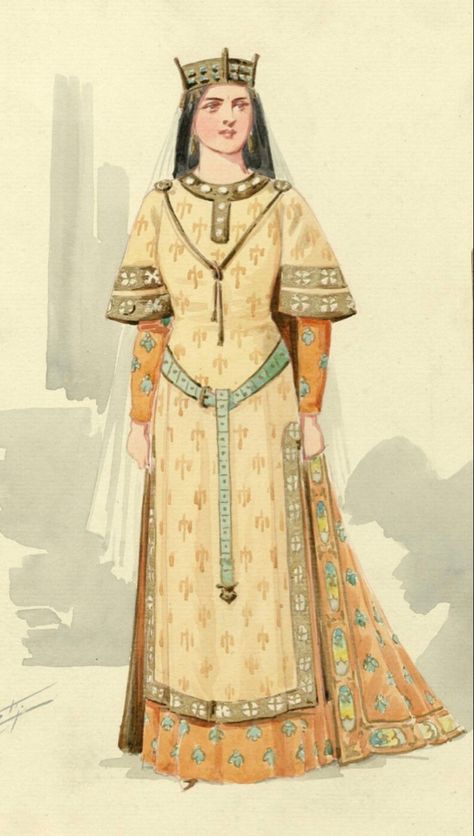 1200s Fashion Women, High Medieval Clothing, Early Middle Ages Fashion, Mid Century Medieval Fashion, Medieval Fashion History, Medieval Womens Clothing, Medieval Woman Outfit, Medieval French Clothing, French Medieval Fashion