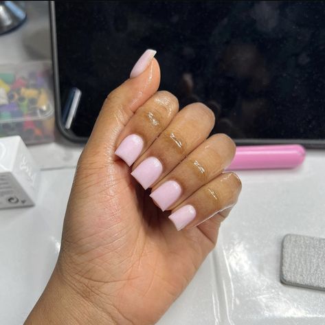 Pink Croc Nails Short, Pink Freestyle Acrylic Nails Short, Baby Pink Nails Black Women, Pink Short Nails Black Women, Clear Pink Acrylic Nails Short Square, Summer Nails Black Women, Gel Overlay Nails, Overlay Nails, Glamour Nails