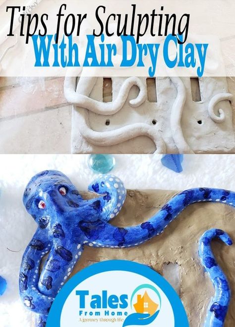 Tips for sculpting with Air Dry clay from a total beginner! #clay #artsandcrafts #crafts #airdryclay #sculpting #sculpt #DIY #DIYdecor #funprojects Sculpt Air Dry Clay, Air Dry Clay Tips For Beginners, Air Dry Clay Figurines Diy, Beginner Sculpting Projects, Sculpture Clay Beginners, Air Dry Clay Tutorials Step By Step, Clay Sculpting For Beginners, Air Dry Clay Sculpture Ideas For Beginners, How To Glaze Air Dry Clay