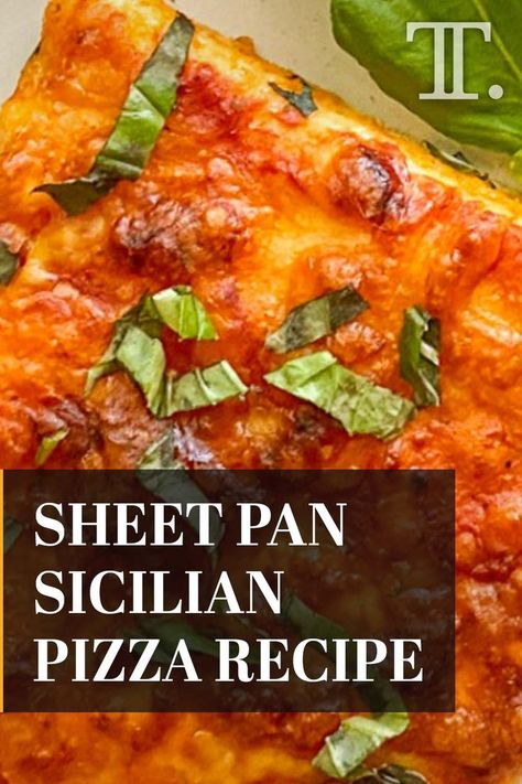 Sicilian style #pizza is traditionally made in a sheet pan and has a unique crust that is light and spongy, resembling focaccia bread! Sicilian Pizza Recipe, Sicilian Style Pizza, Sicilian Style, Sicilian Pizza, Simple Green Salad, Sicilian Recipes, Focaccia Bread, Rib Recipes, Tasting Table