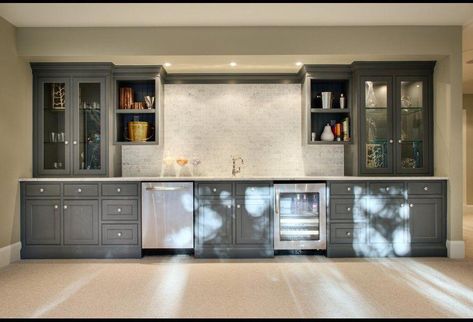 Basement Floor Ideas Concrete, Bar With Full Size Fridge, Concrete Basement Wall Ideas, Basement Floor Ideas, Basement Wall Ideas, Concrete Basement Walls, Cool Basement, Concrete Basement, Basement Kitchenette