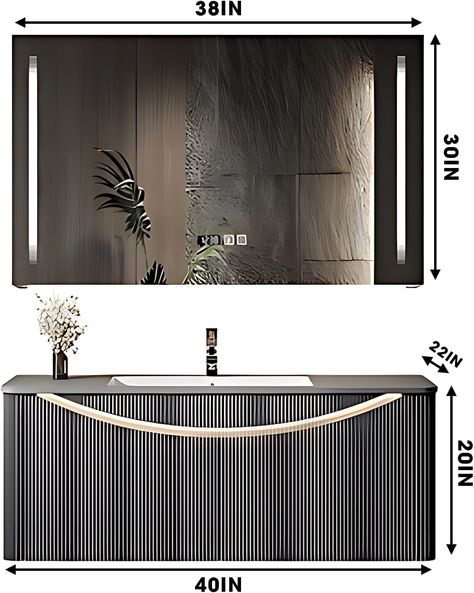 Amazon.com: High QLO Bathroom Vanity - Floating Solid Wood Bathroom Vanity with Sink Geometric Texture Bathroom Vanity with Ambient Light and LED Smart Defogging Mirror Cabinet, Premium Gray Slate Top (32IN) : Tools & Home Improvement Texture Bathroom, Vanity Floating, Solid Wood Bathroom Vanity, Bathroom Vanity With Sink, Vanity With Sink, Geometric Texture, Wood Bathroom Vanity, Geometric Textures, Mirror Cabinet